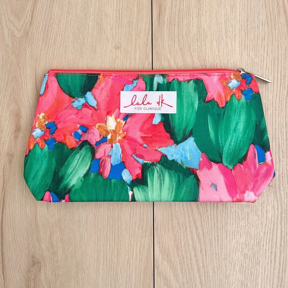 LuLu Dk For Clinique Limited Edition GWP Flower Makeup Cosmetic Zip Travel Bag